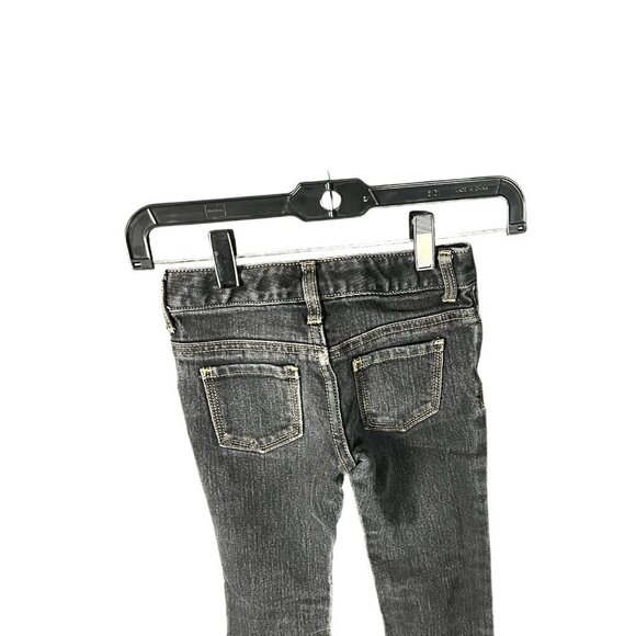 Old Navy Girls Black Boot Cut Denim Jeans Size 6 Adjustable Waist Distressed - Picture 9 of 12